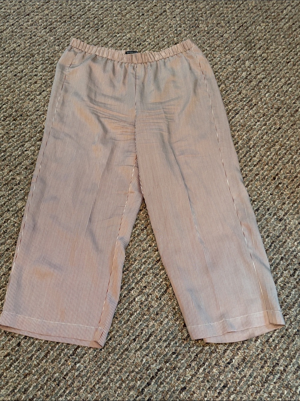 Eileen Fisher Petites Silk Blend Wide Cropped Pants Striped